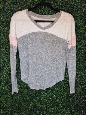 So Cozy Tee Women's Long Sleeve Waffle Knit Top XS